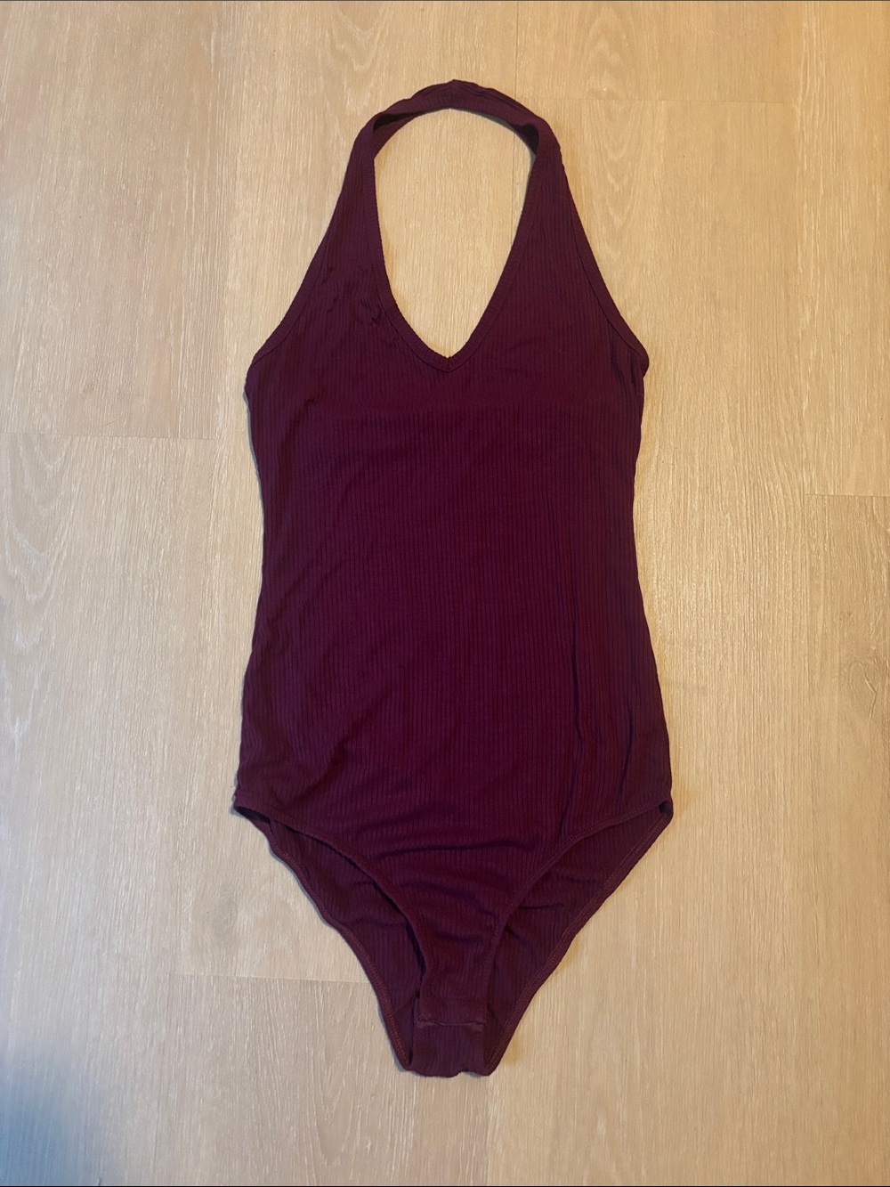 Bozzolo Burgundy Ribbed Halter Bodysuit size Large